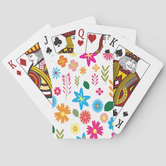 Färgrik blomsterdesign casinokort (Baksidan)