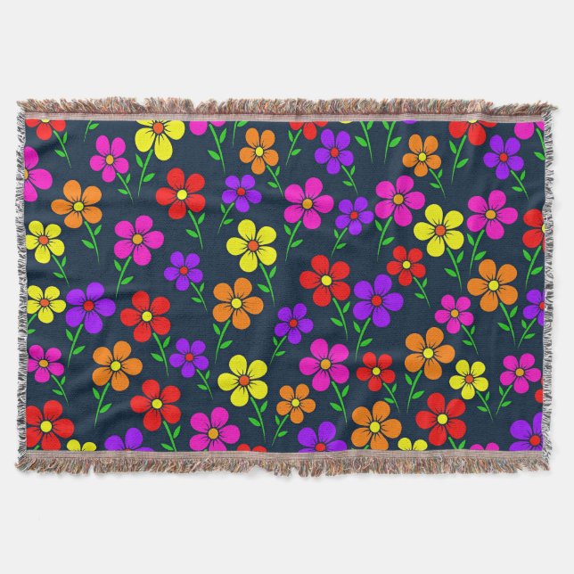 Färgrik blomsterdesign filt (Framsidan)