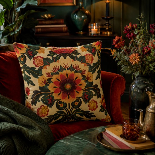 Färgrik blomsterdesign kudde (Bring warmth, character and timeless floral elegance home.)