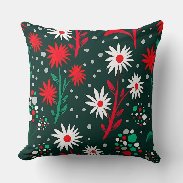Färgrik blomsterdesign kudde (Framsida)