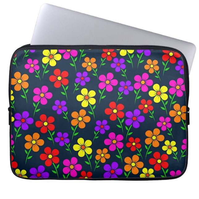 Färgrik blomsterdesign laptop fodral (Framsidan)