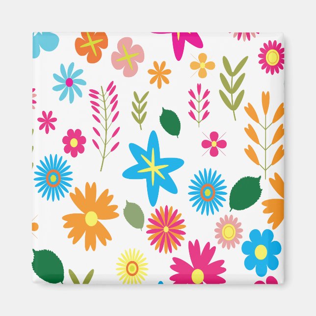 Färgrik blomsterdesign magnet (Framsidan)