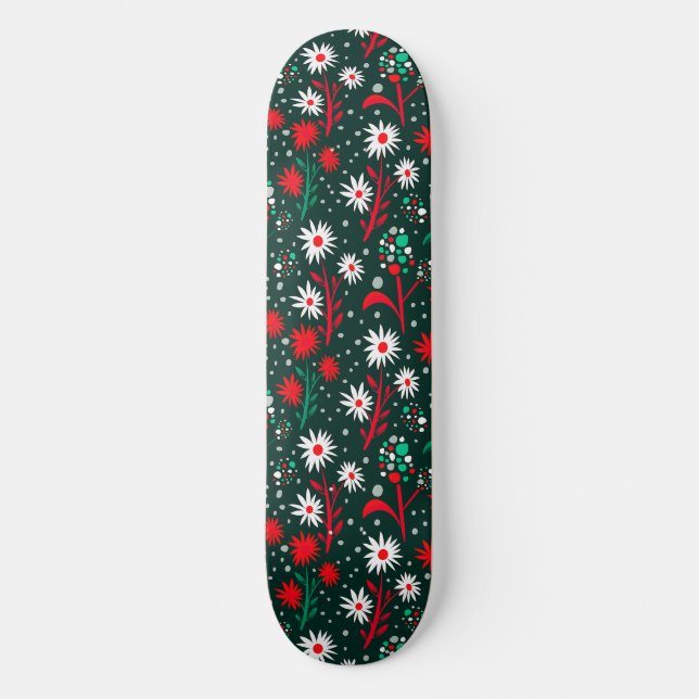 Färgrik blomsterdesign mini skateboard bräda 18,5 cm (Framsida)