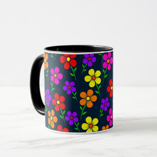 Färgrik blomsterdesign mugg