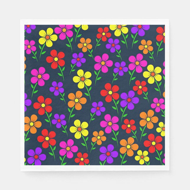 Färgrik blomsterdesign pappersservett (Framsidan)