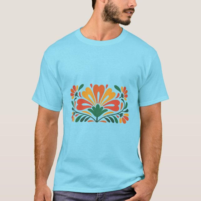 Färgrik blomsterdesign – Platt vektorgrafik T Shirt (Framsida)
