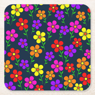 Färgrik blomsterdesign underlägg papper kvadrat