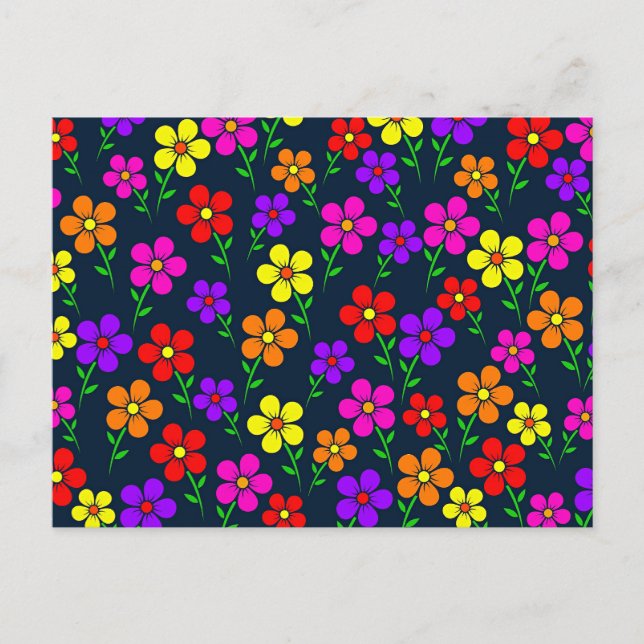 Färgrik blomsterdesign vykort (Framsida)