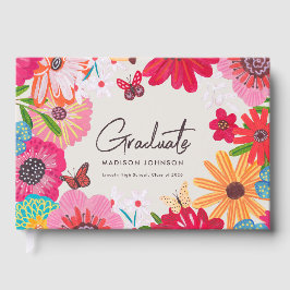 Färgrik blomsterinspirerad examensfest gästsignatu gästböcker