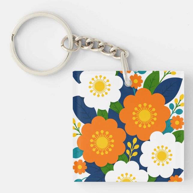 Färgrik blomsterkonst med orange och vita blommor (Framsidan)