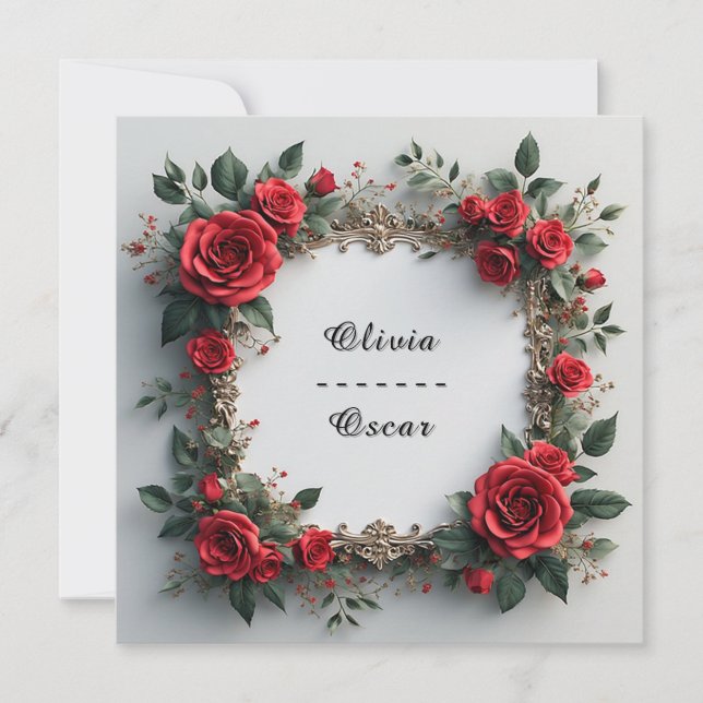 Färgrik blomsterkrans för bröllop inbjudningar (Framsida)