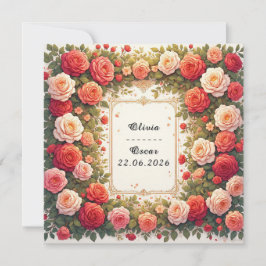 Färgrik blomsterkrans för bröllop inbjudningar