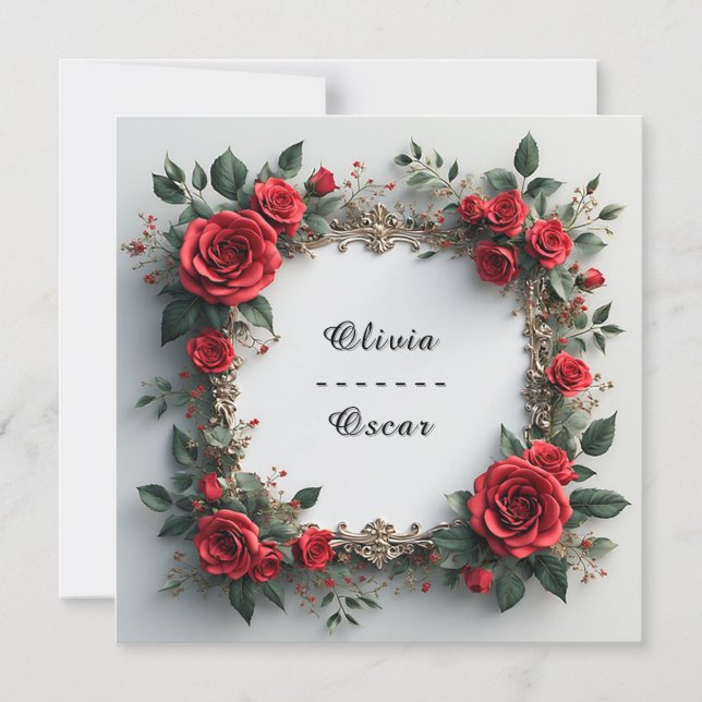 Färgrik blomsterkrans för bröllop magnetisk inbjudningskort (Framsida)