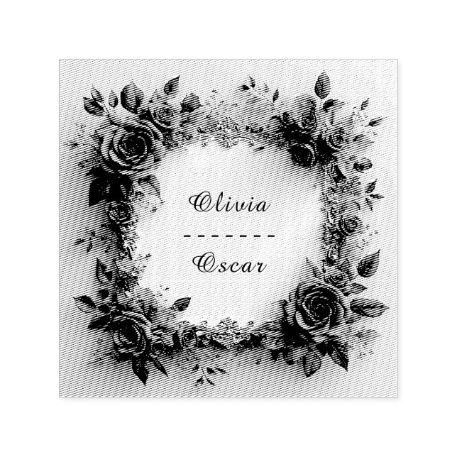 Färgrik blomsterkrans för bröllop självfärgande stämpel (Design)