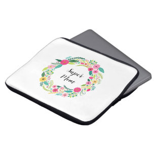 Färgrik blomsterkrans laptop fodral