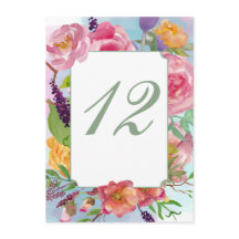 Färgrik blomstermottagning bordskort med nummer