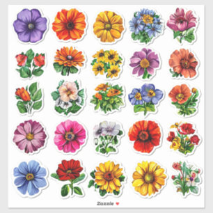 Färgrik blomstersamling klistermärken
