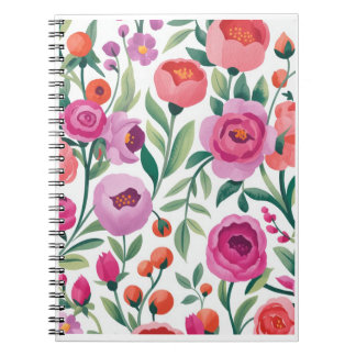 färgrik blomsterträdgård illustration sömlös mönst anteckningsbok