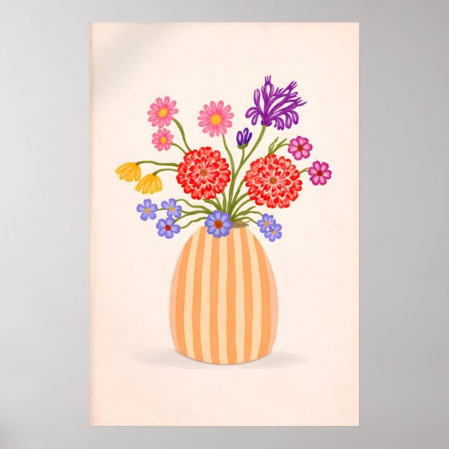 Färgrik Blomvastryck, Abstrakt Botanisk Poster (Framsidan)