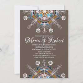 Färgrik bohemisk mandala brun boho bröllop inbjudningar