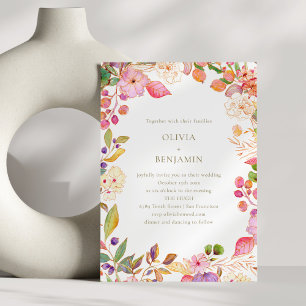 Färgrik Boho Akvarell Blommig Elegant Bröllop Inbjudningar
