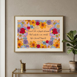 Färgrik Boho Blommig Botanisk Inspirerande Citat Poster