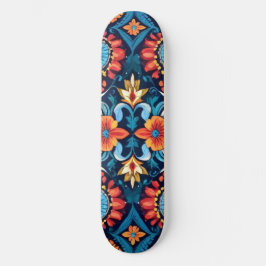 Färgrik Boho Blommig Elegans: Vibrerande Mandala Mini Skateboard Bräda 18,5 Cm