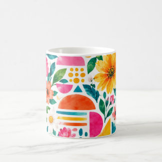 Färgrik Boho Blommig Kaffemugg - Vibrerande Abstra
