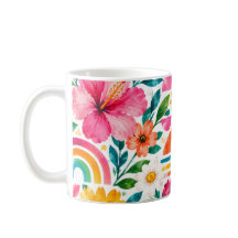 Färgrik Boho Blommig Kaffemugg - Vibrerande Abstra