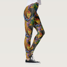 Färgrik Boho Kubism Fin Konst Sömlöst Mönster Leggings