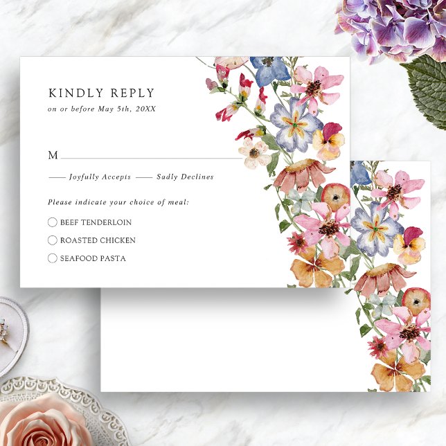 Färgrik Boho OSA Kort (Colorful Floral Boho RSVP Card by Painted Paperie
)
