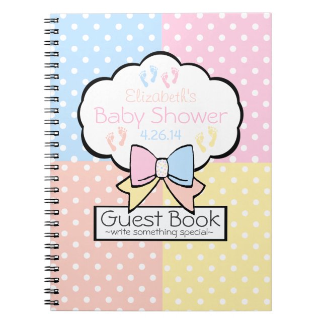 Färgrik bok för polka dotsbaby showergäst anteckningsbok med spiral (Framsidan)