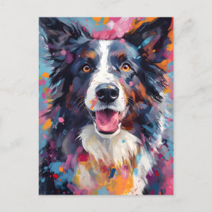 Färgrik Border Collie Vykort