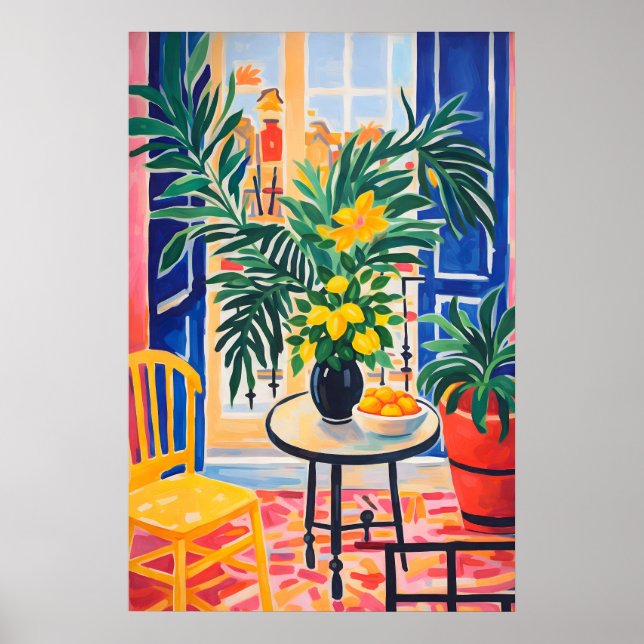 Färgrik botanisk växtaffisch, livfull poster (Framsidan)