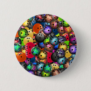 Färgrik bowlingklotCollage Knapp