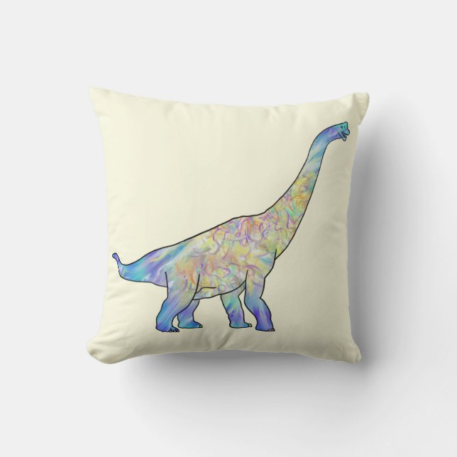 Färgrik Brachiosaurus Förhistorisk Dinosaurie Kons Kudde (Framsida)