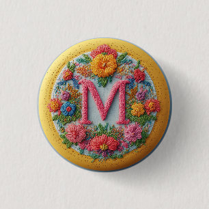 Färgrik Broderad Alfabet Design Knapp