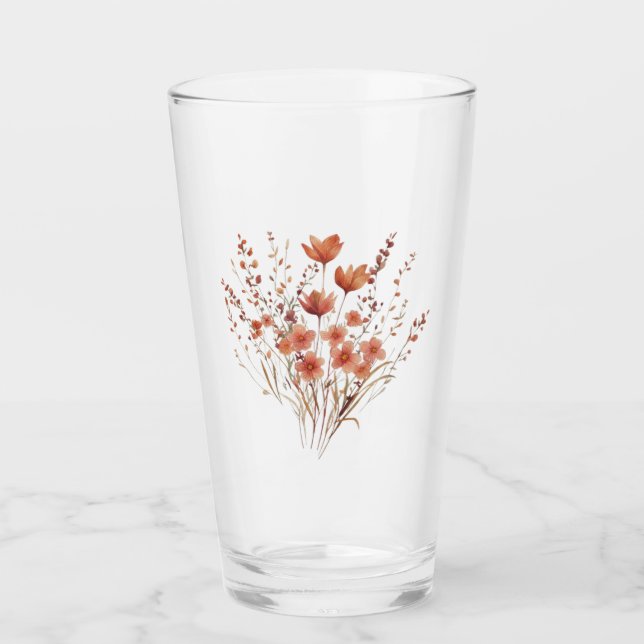 Färgrik broderi vildblomsbukett  glaskopp (Framsida)