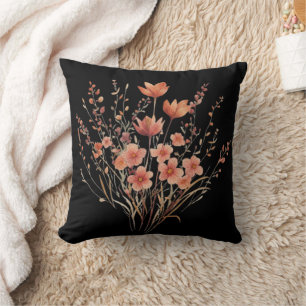 Färgrik broderi vildblomsbukett kudde