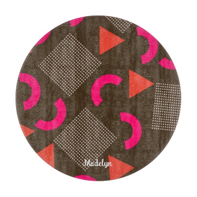 Färgrik Brun Fuchsia Geometrisk Personlig Namn (Framsidan)