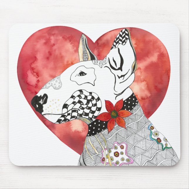Färgrik Bull Terrier Musmatta (Framsidan)