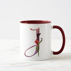 Färgrik Calla initialt J Mugg