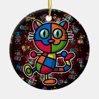 färgrik cat2 julgransprydnad keramik