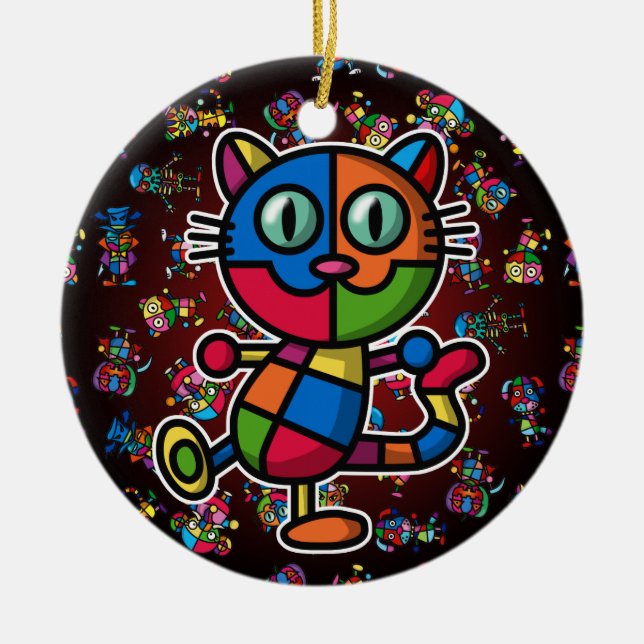 färgrik cat2 julgransprydnad keramik (Framsidan)