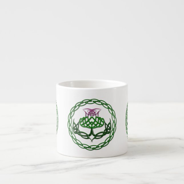 Färgrik Celtic fnurraThistle Espressomugg (Framsidan)