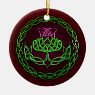 Färgrik Celtic fnurraThistle Julgransprydnad Keramik