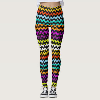 Färgrik Chevron Mönster Jute Utseende #11 Leggings