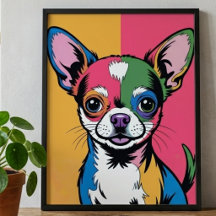 Färgrik Chihuahua Hund Pop Art Porträtt