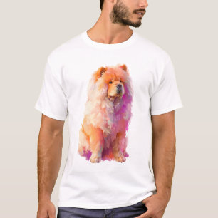 Färgrik Chow Chow akvarellmålning män T Shirt