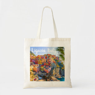 Färgrik Cinque Terre Liguria Italien Målning Tygkasse